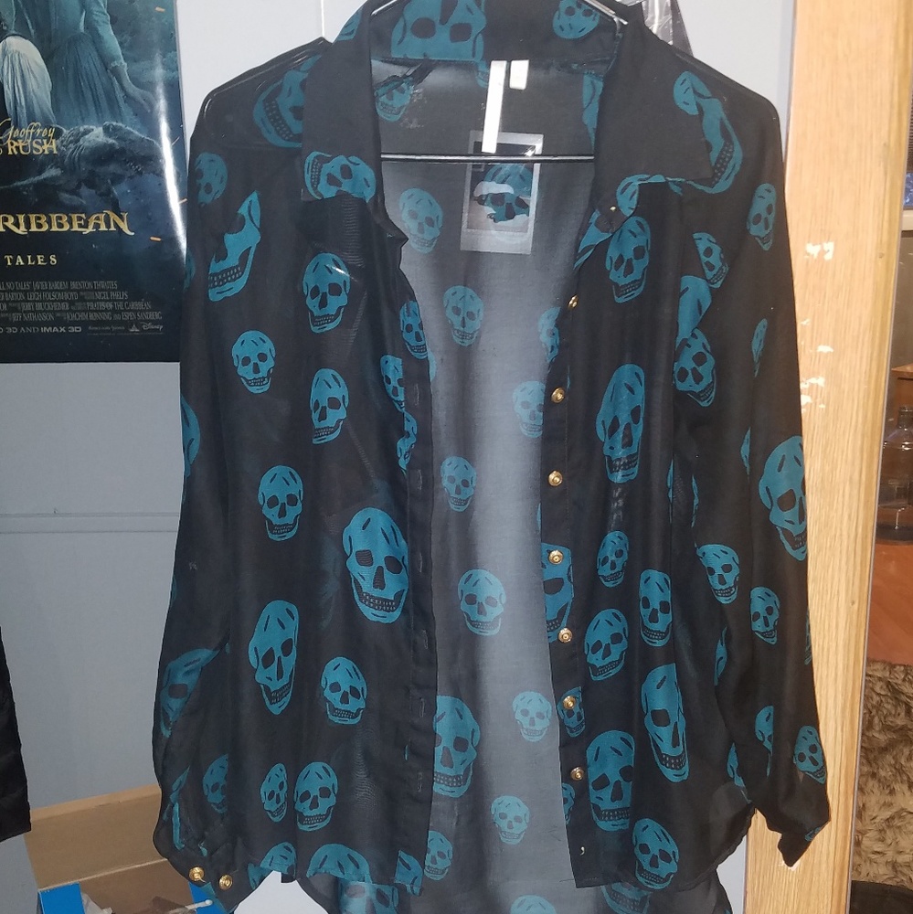Blue and Black Skull Blouse